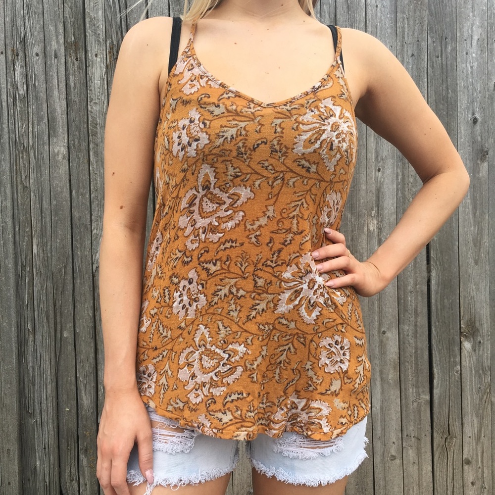 Urban Outfitters Mustard Floral Tank